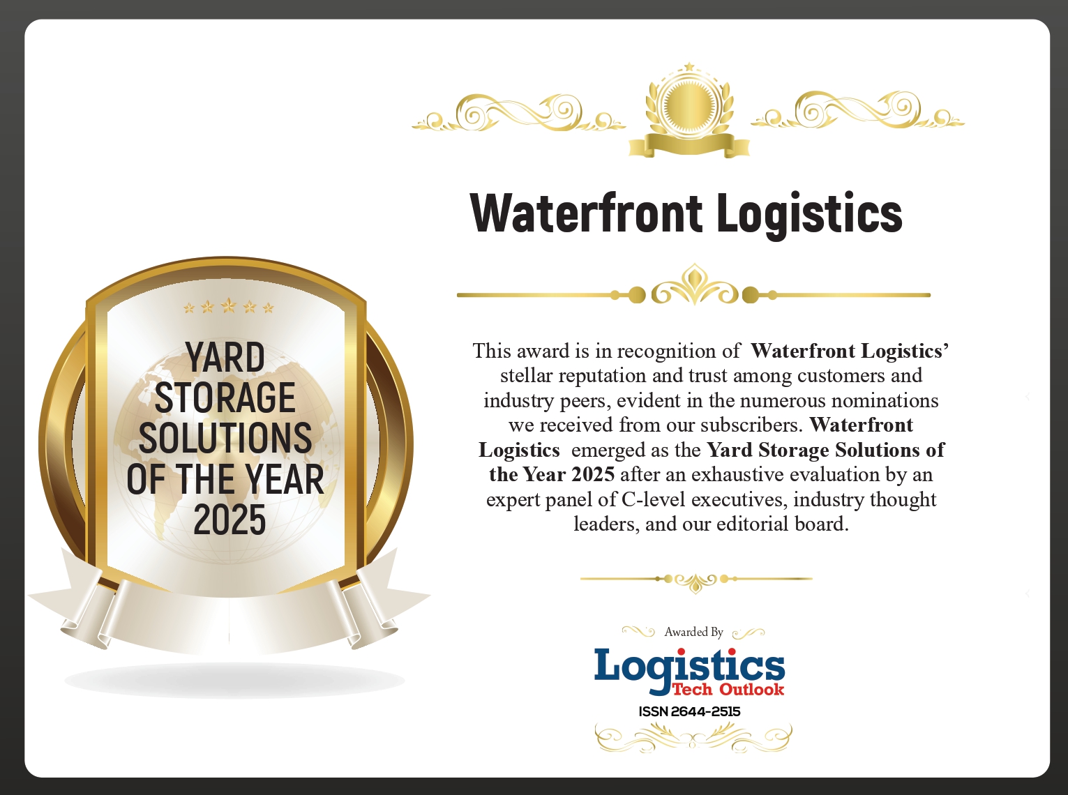 2025 Yard Storage Solutions Award